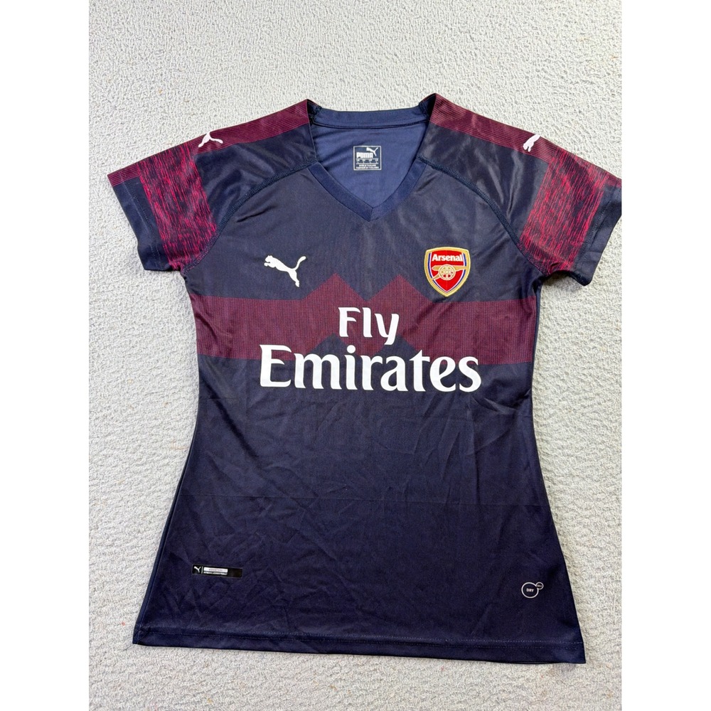 Arsenal FC Gunners Puma Soccer Jersey Womens Large Fly Emirates V-Neck Shirt
